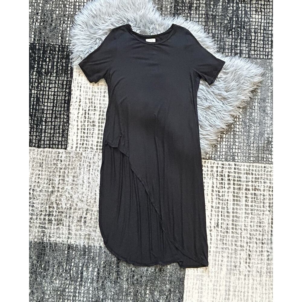 Maurices Womens Plus Size 0 Shirt Dress Black Short Sleeve Pullover Asymmetrical